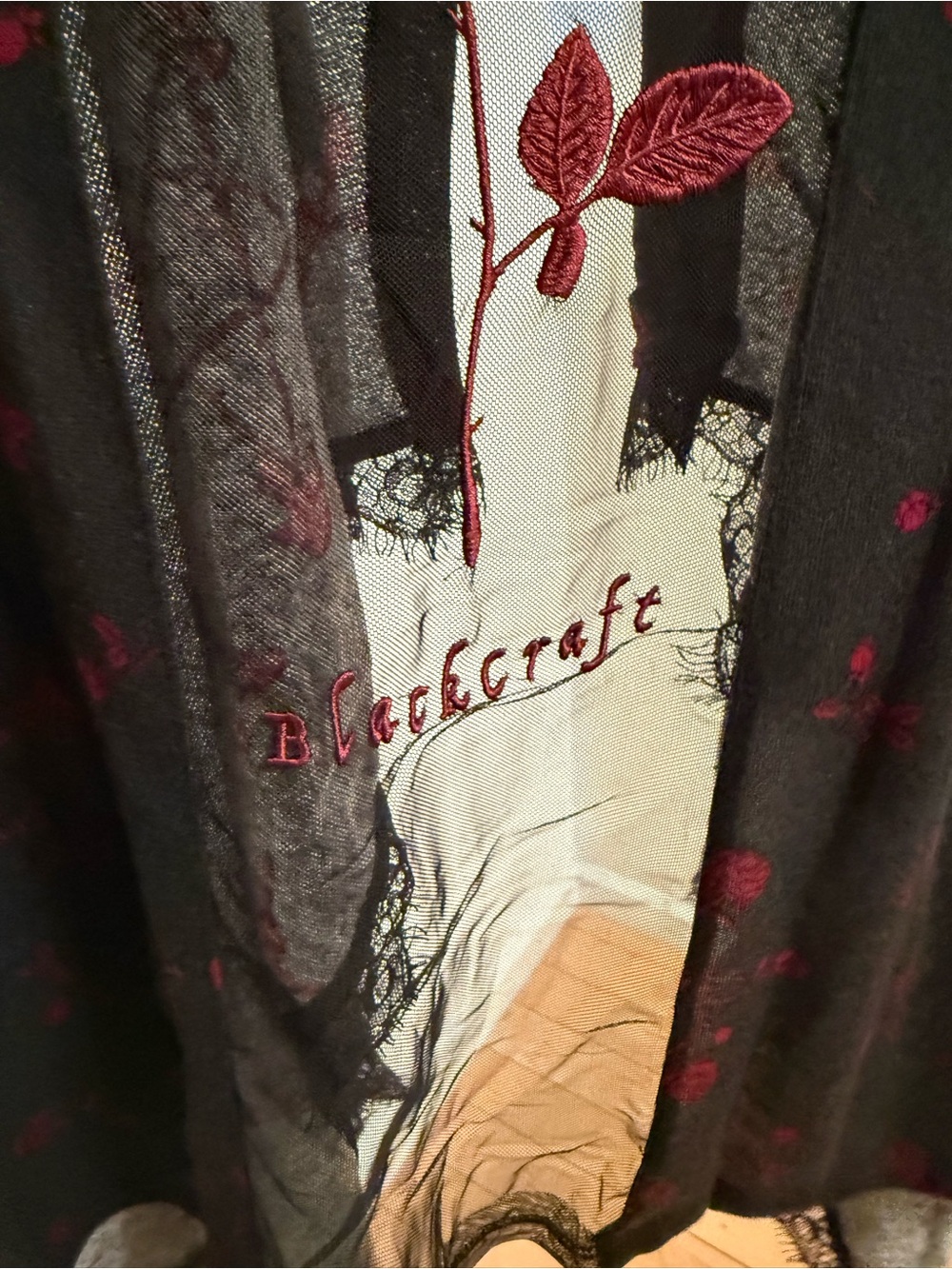 NWT Blackcraft Cult Black Sheer Cardigan Mesh Rose Embroidery Medium Gothic Emo - Picture 11 of 14